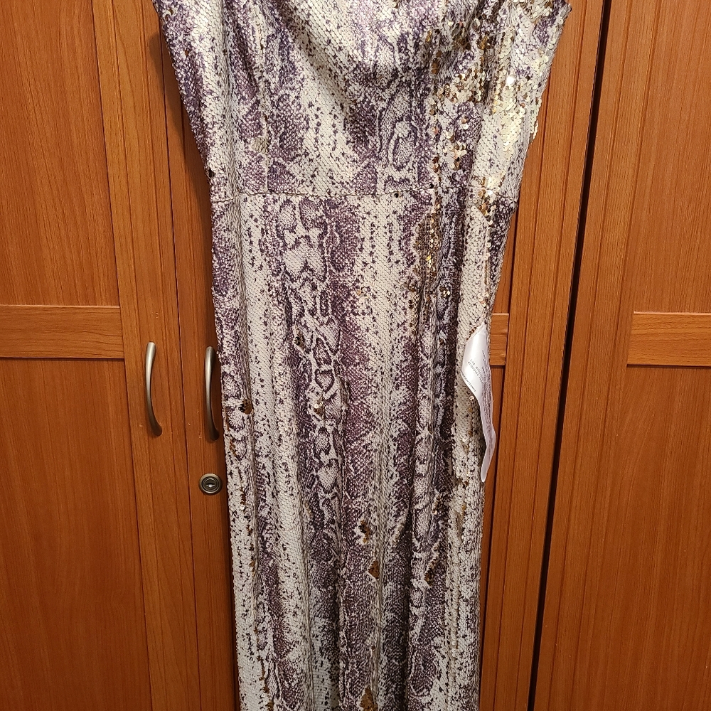 Dress the Population Strapless Python Gold Multi